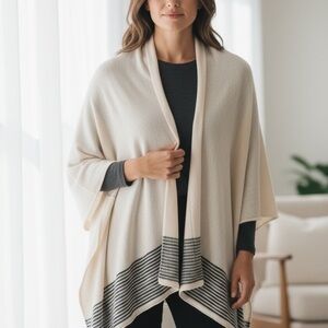 Wooden Ships Cream and Black Poncho